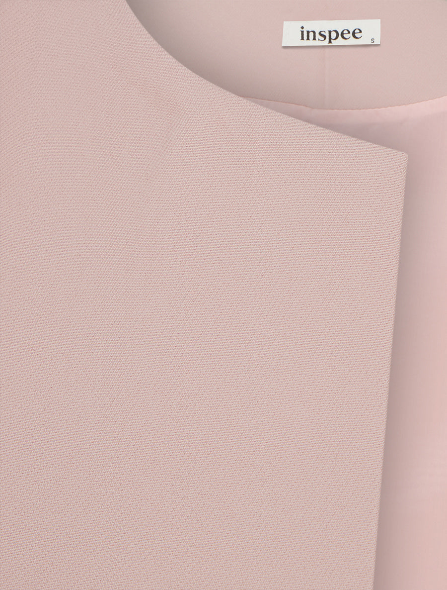 Veste droite à col rond et épaulettes - Rose - 3