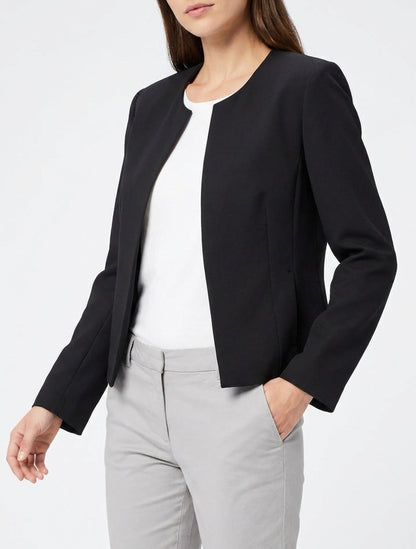 Veste droite à col rond et épaulettes - Noir