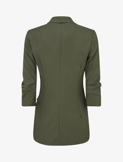 Blazer uni à manches froncées - Kaki - 2