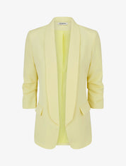 Blazer uni à manches froncées - Jaune citron - 1