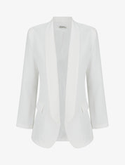 Blazer uni à manches longue - Blanc - 1