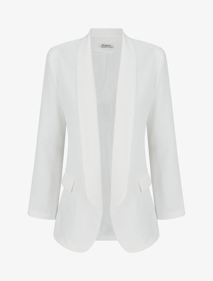 Blazer uni à manches longue - Blanc - 1