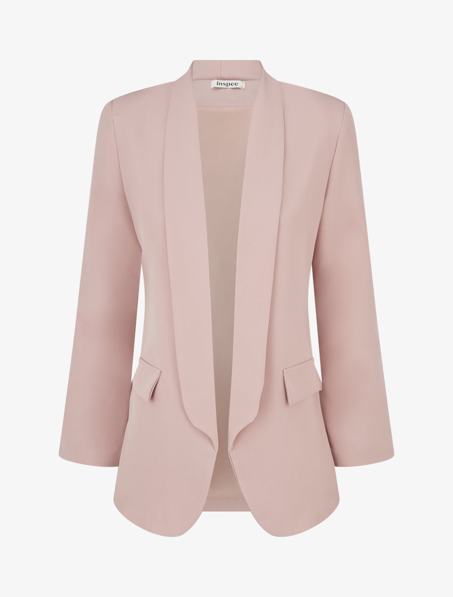 Blazer uni à manches longue - Vieux rose - 1