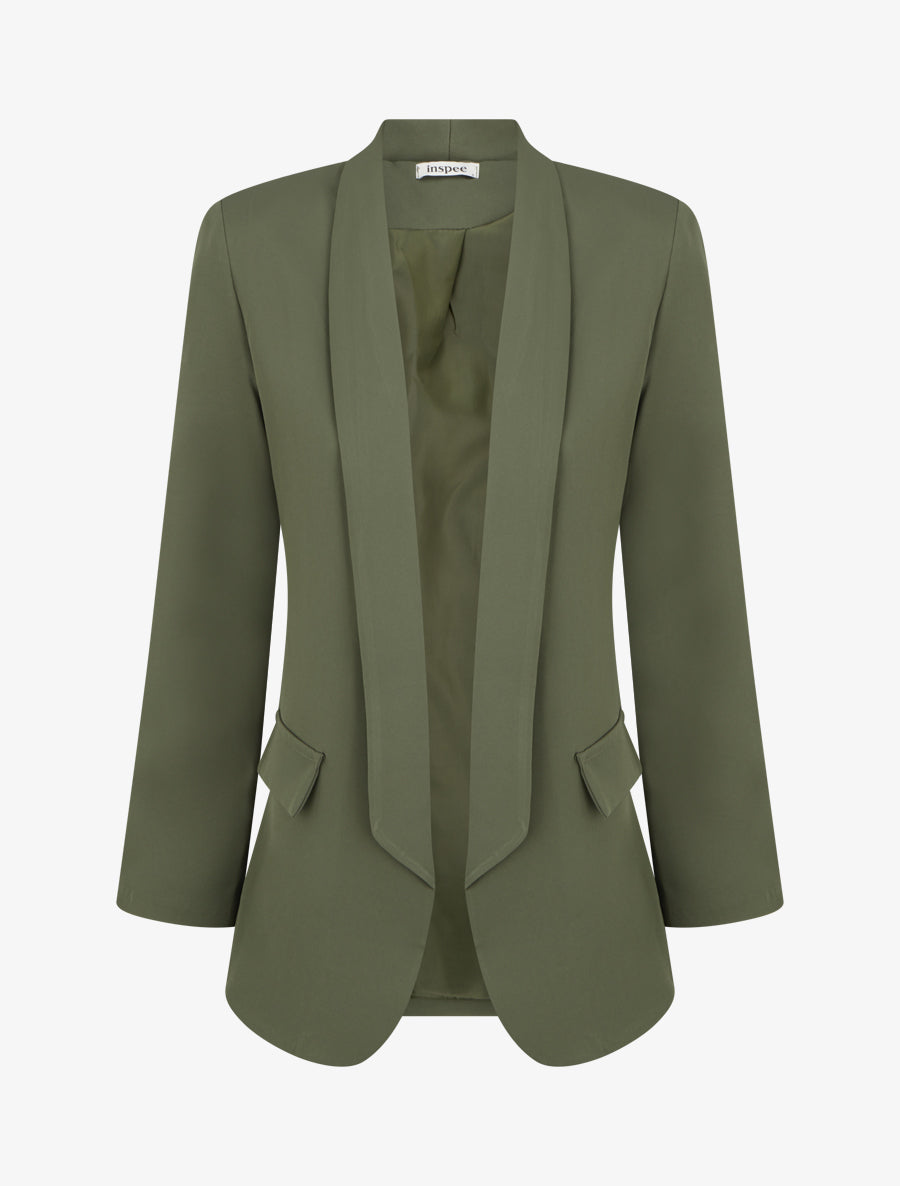 Blazer uni à manches longue - Kaki - 1