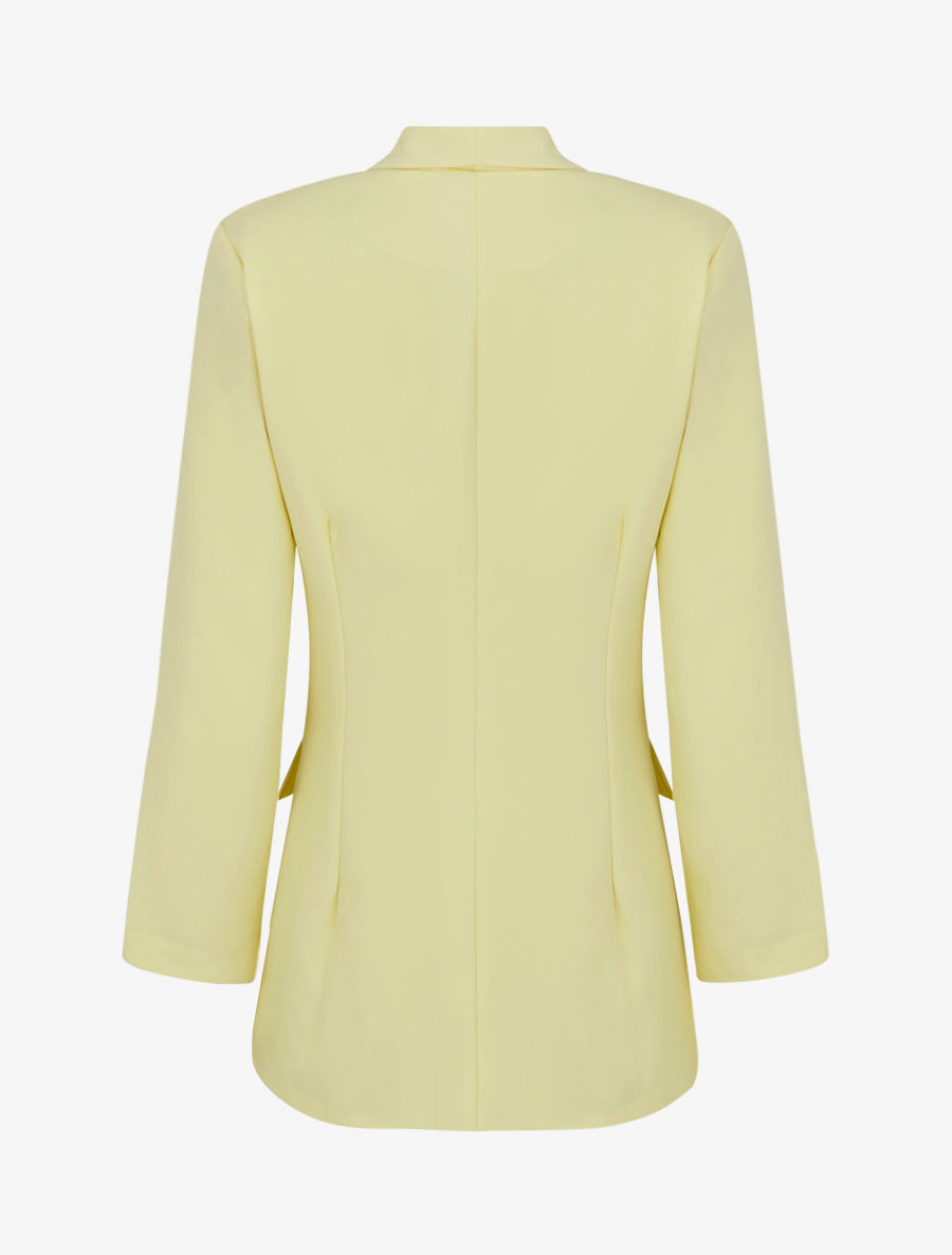 Blazer uni à manches longue - Jaune citron - 2