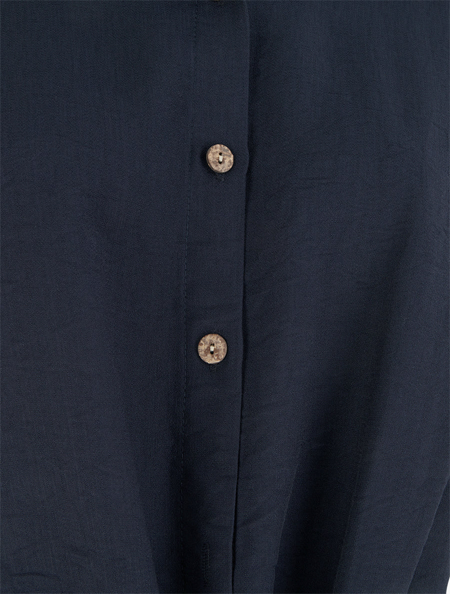 Chemise à nouer ample à manches courtes - Bleu nuit - 3