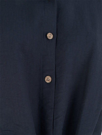 Chemise à nouer ample à manches courtes - Bleu nuit - 3