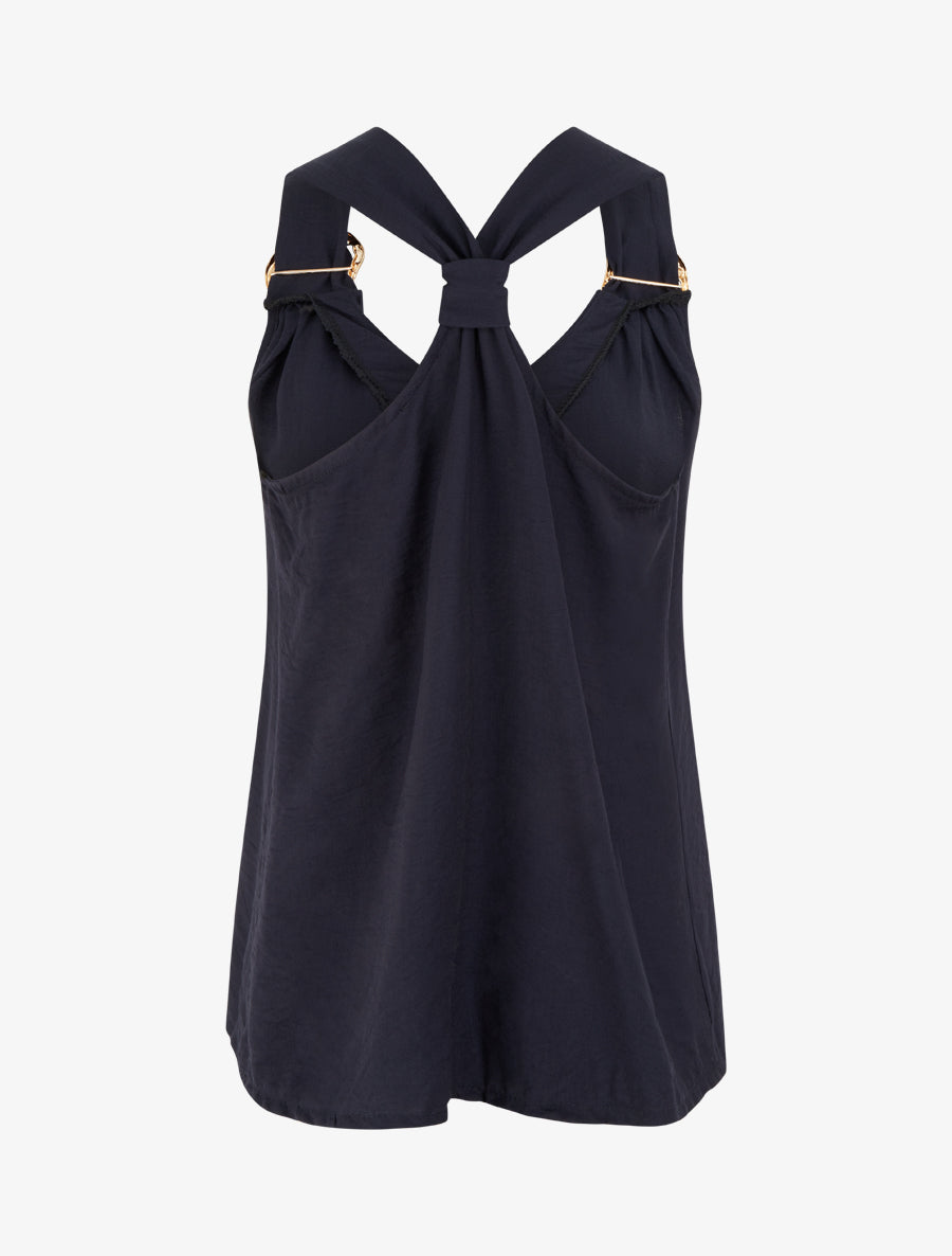 Top droit à dos nageur et bretelles bijoux - Bleu nuit - 2
