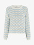Pull ajouré à rayures fantaisies - Bleu ciel - 1