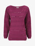 Pull en maille ajourée et en relief - Pourpre - 4