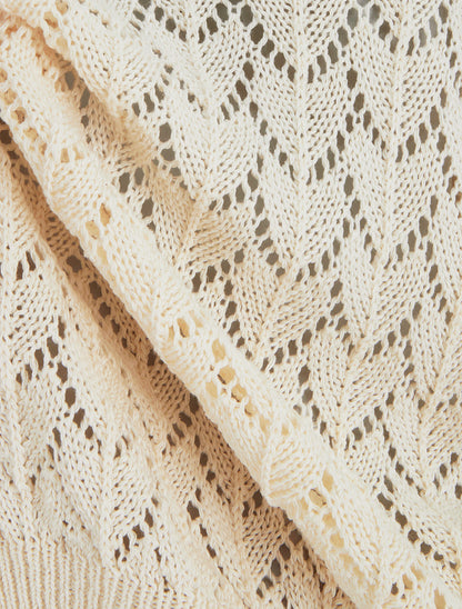Pull ajouré manches courtes - Beige clair
