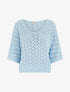 Pull ajouré manches courtes - Bleu ciel - 1