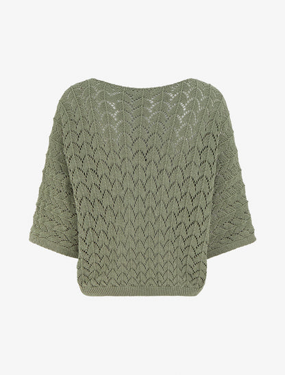 Pull ajouré manches courtes - Kaki - 2