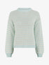 Pull droit à rayures ajourées - Bleu lagon - 1