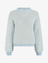 Pull droit à rayures ajourées - Bleu ciel - 1