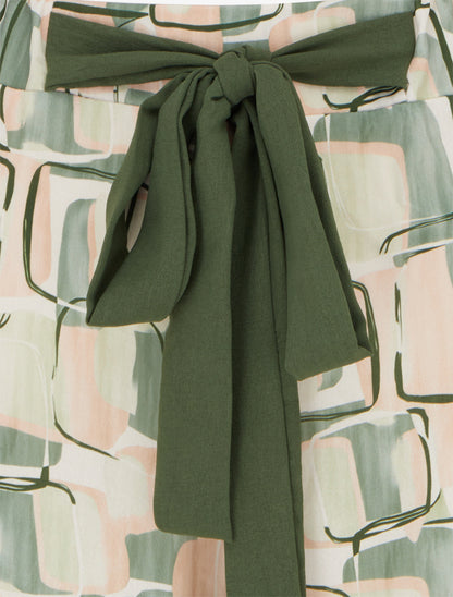 Pantalon ample imprimé graphique - Kaki - 3