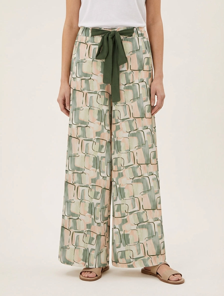 Pantalon ample imprimé graphique - Kaki