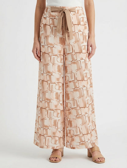 Pantalon ample imprimé graphique - Beige