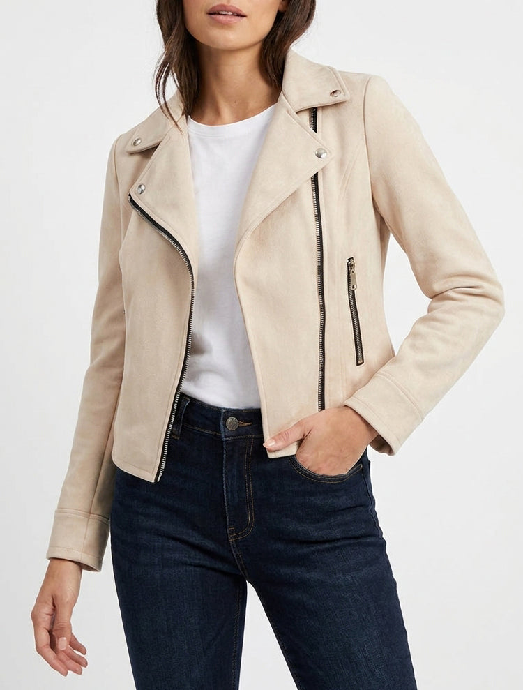 Suède jasje in perfecto stijl - Beige