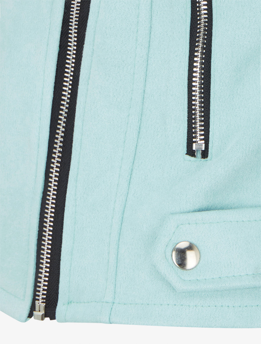 Veste en suédine style perfecto - Turquoise - 3
