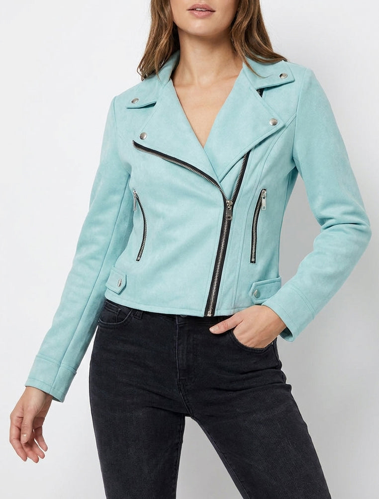 Suède jasje in perfecto stijl - Turkoois