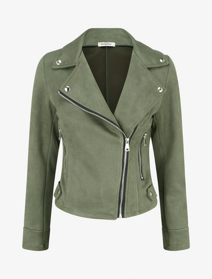 Veste en suédine style perfecto - Kaki - 1