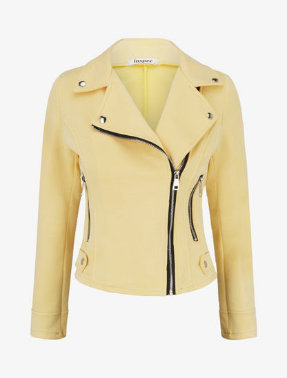 Veste en suédine style perfecto - Jaune - 1