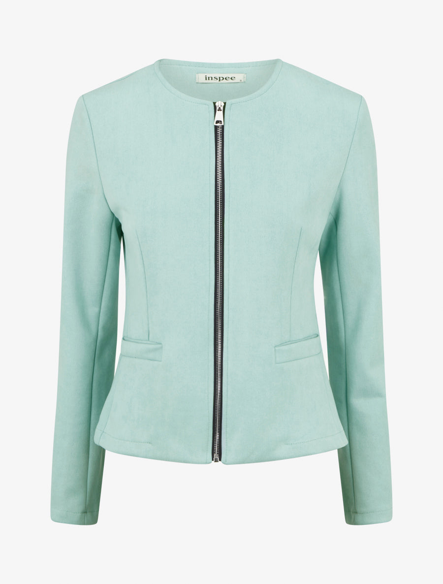 Veste en suédine zippée - Turquoise - 1