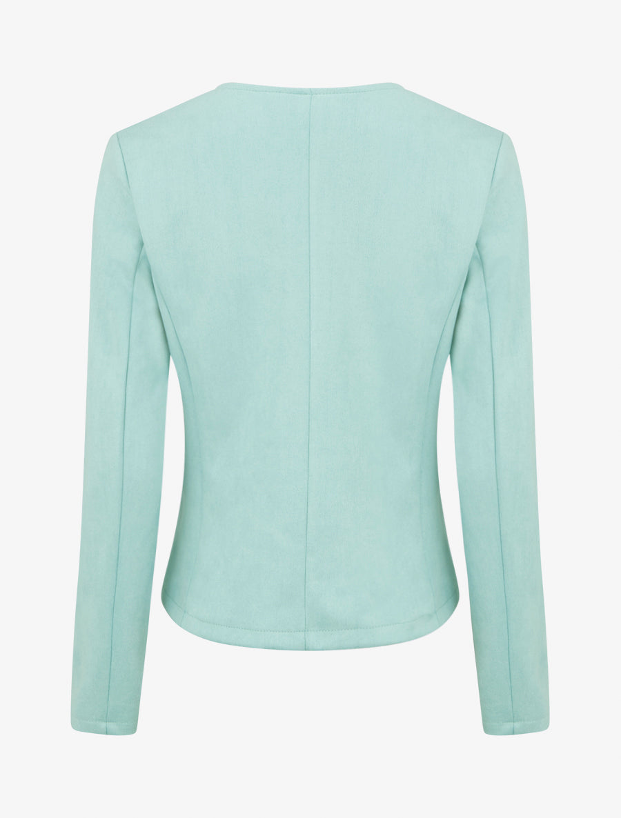 Veste en suédine zippée - Turquoise - 2
