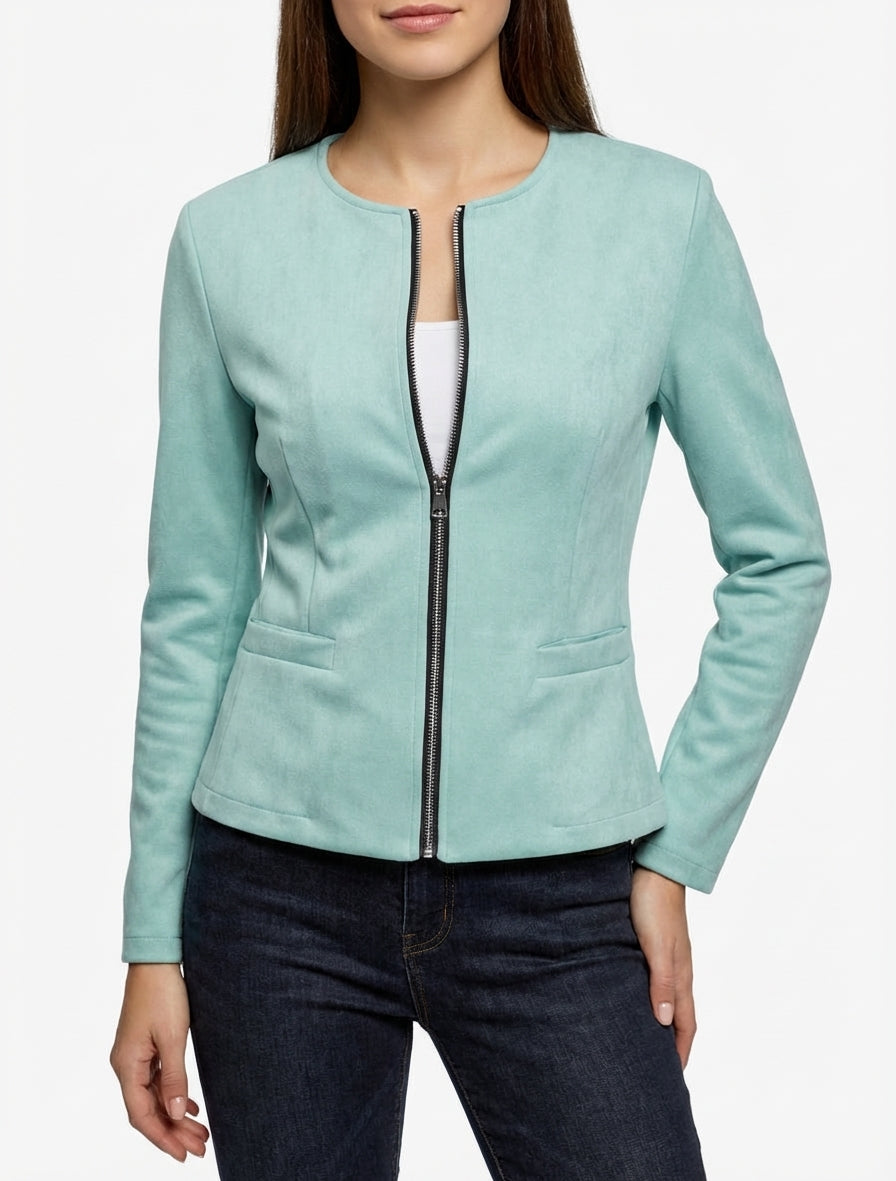 Veste en suédine zippée - Turquoise