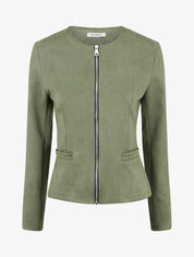 Veste en suédine zippée - Kaki - 1