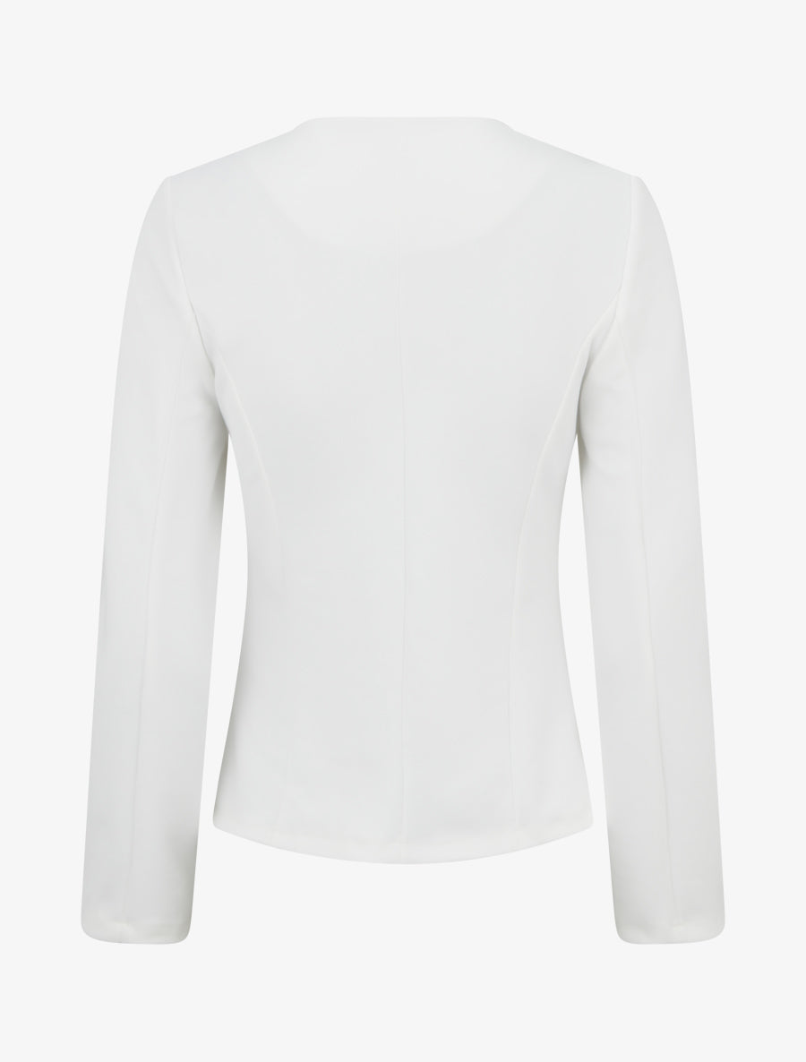 Veste en suédine à poches décoratives zippées - Blanc - 2