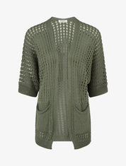 Gilet ouvert ajouré - Kaki - 1