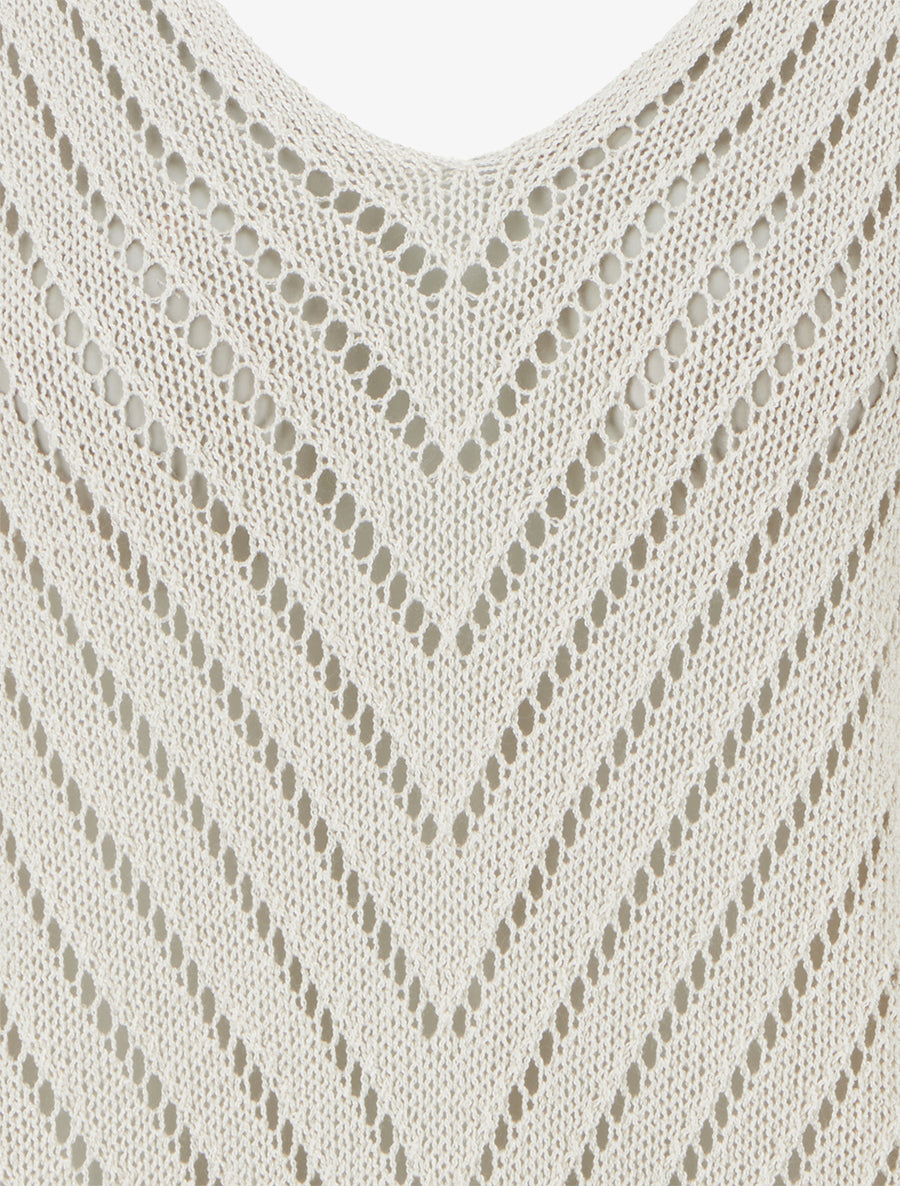 Pull en maille légère à col V - Beige - 3