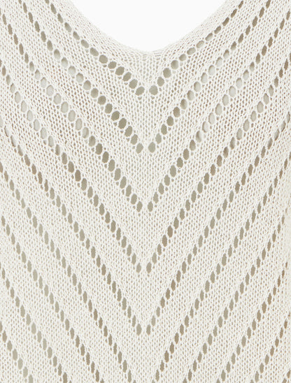 Lichte gebreide trui met V-hals - Beige