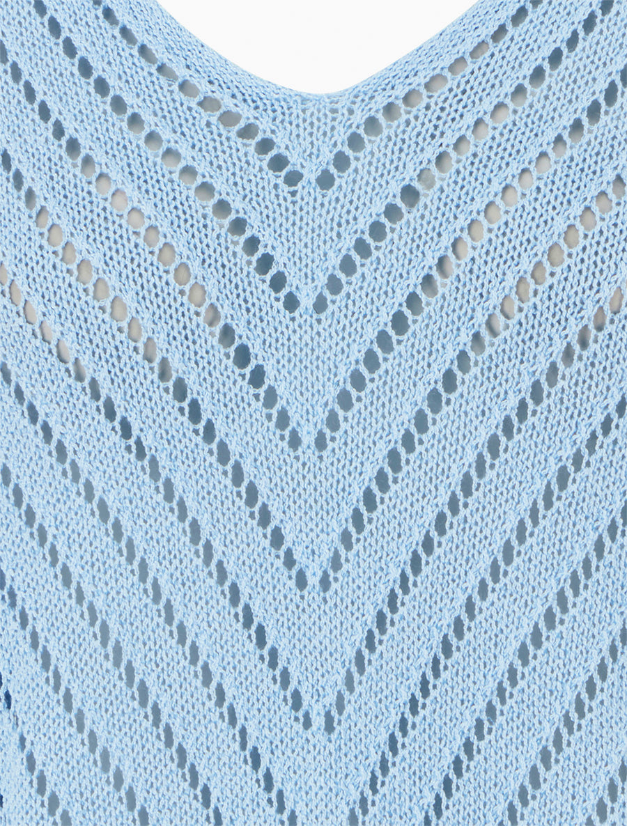 Pull en maille légère à col V - Bleu ciel - 3
