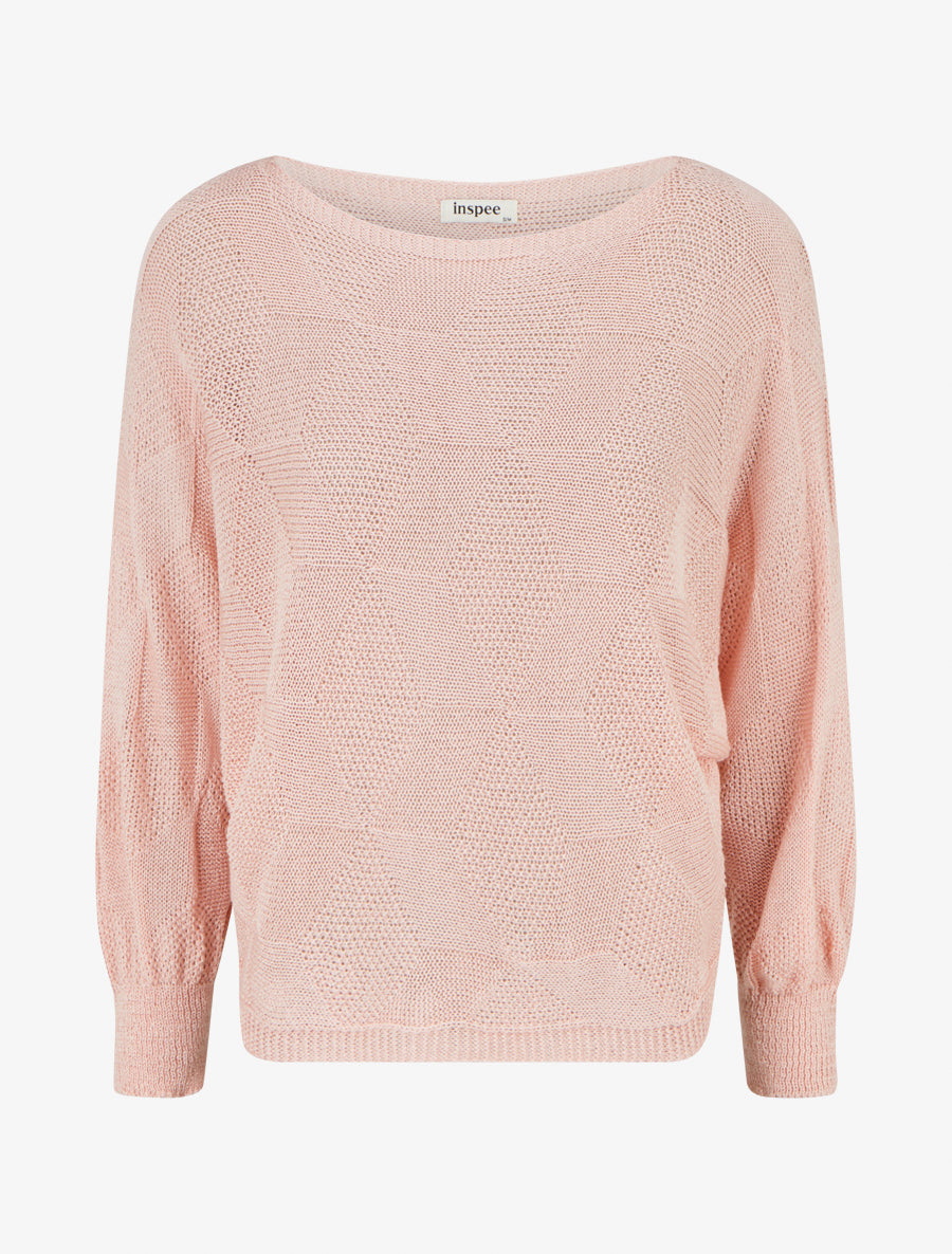 Pull ample à motif losange - Rose - 1