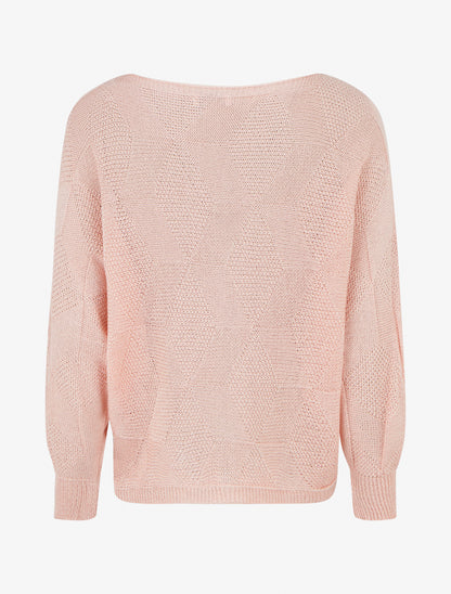 Pull ample à motif losange - Rose - 2