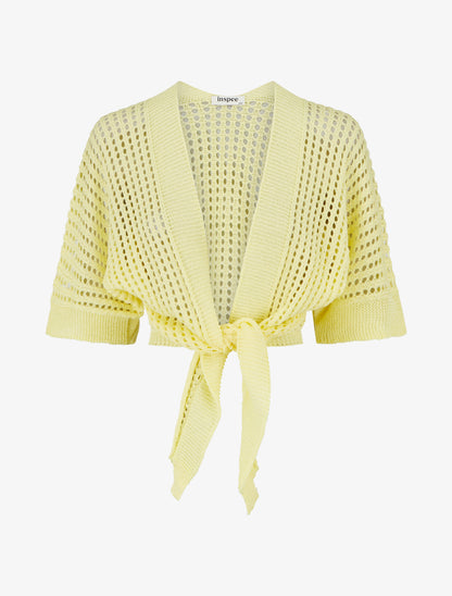 Gilet ajouré à nouer - Jaune - 1