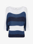 Pull ample à rayures et manches 3/4 - Marine - 1