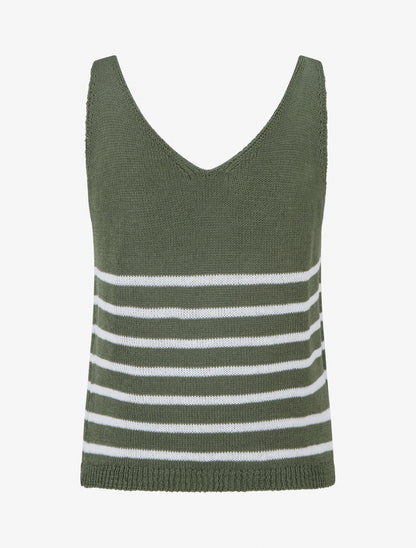 Débardeur en maille à rayures - Kaki - 2