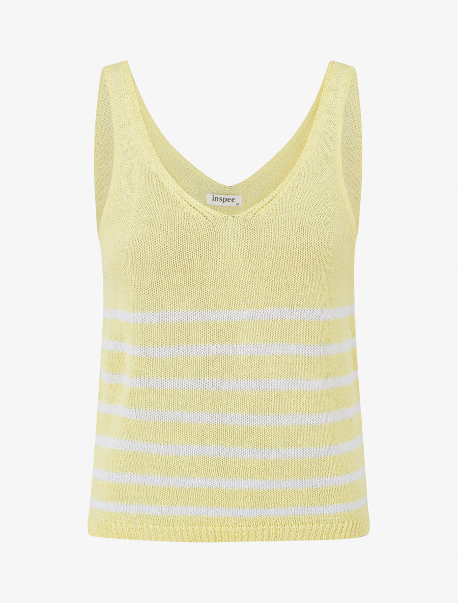 Débardeur en maille à rayures - Jaune - 1