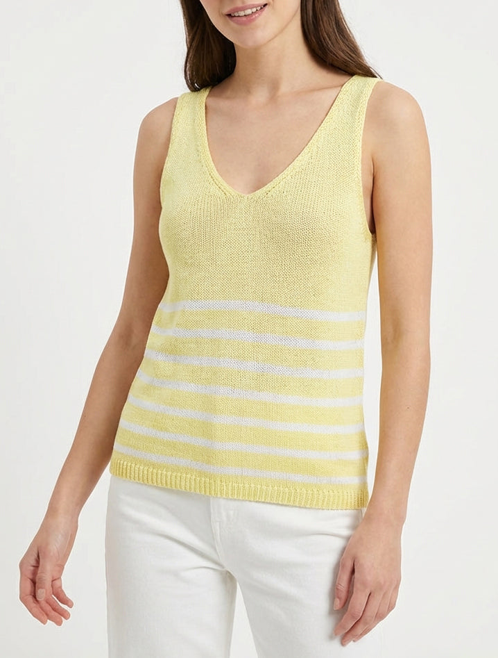 Débardeur en maille à rayures - Jaune