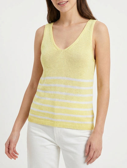 Débardeur en maille à rayures - Jaune