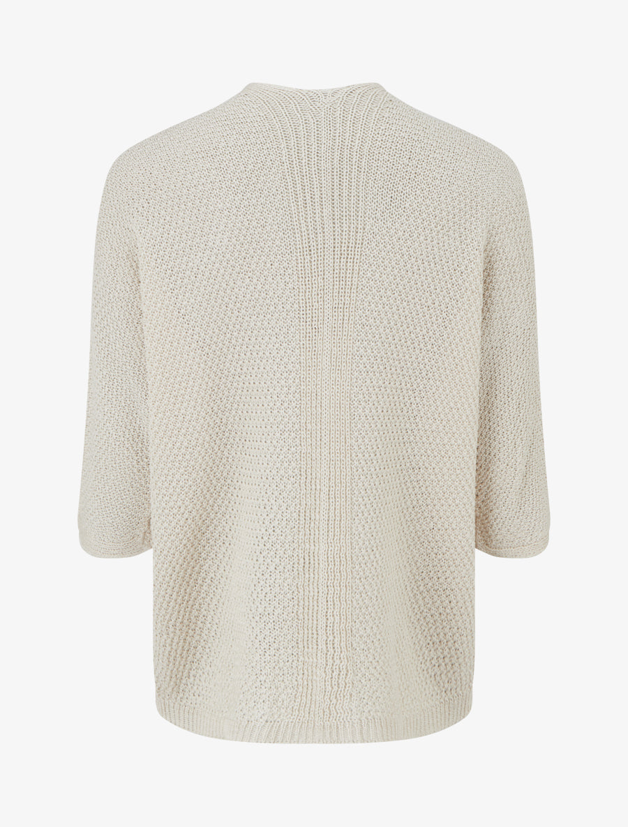 Gilet droit ouvert en maille - Beige - 2