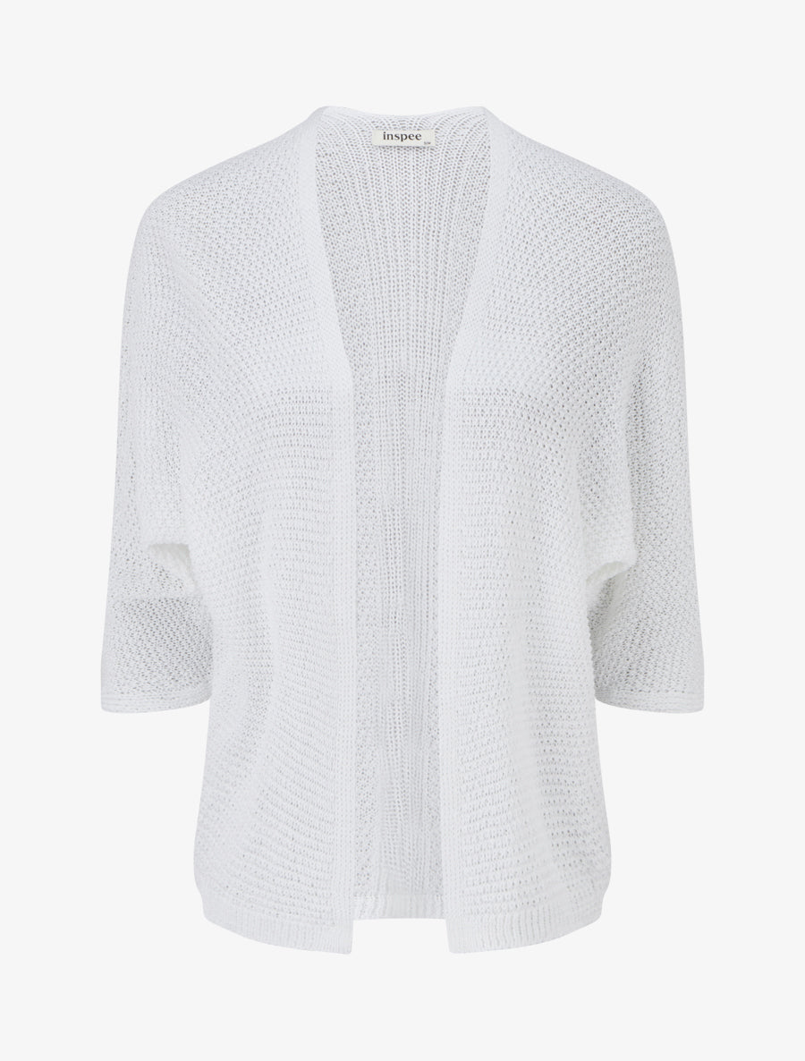 Gilet droit ouvert en maille - Blanc - 1