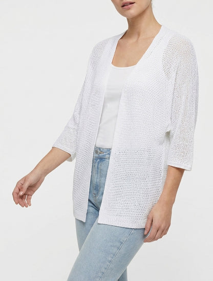 Gilet droit ouvert en maille - Blanc