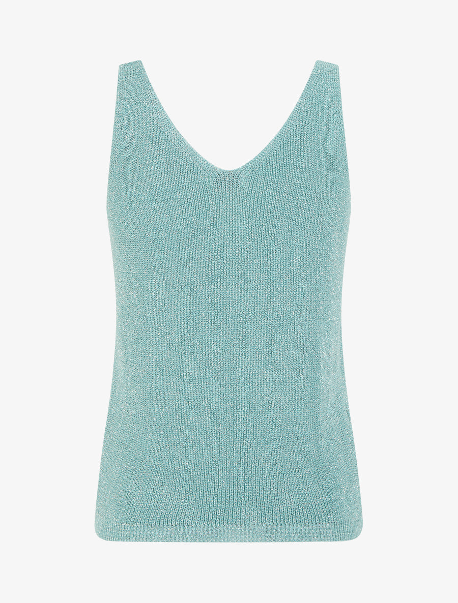 Top uni irisé en maille - Turquoise - 2