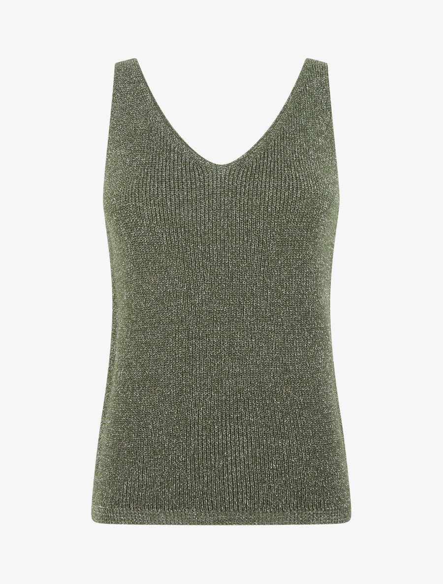 Top uni irisé en maille - Kaki - 1