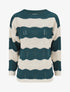 Pull en maille ajourée à rayures stylisées - Bleu pétrole - 5